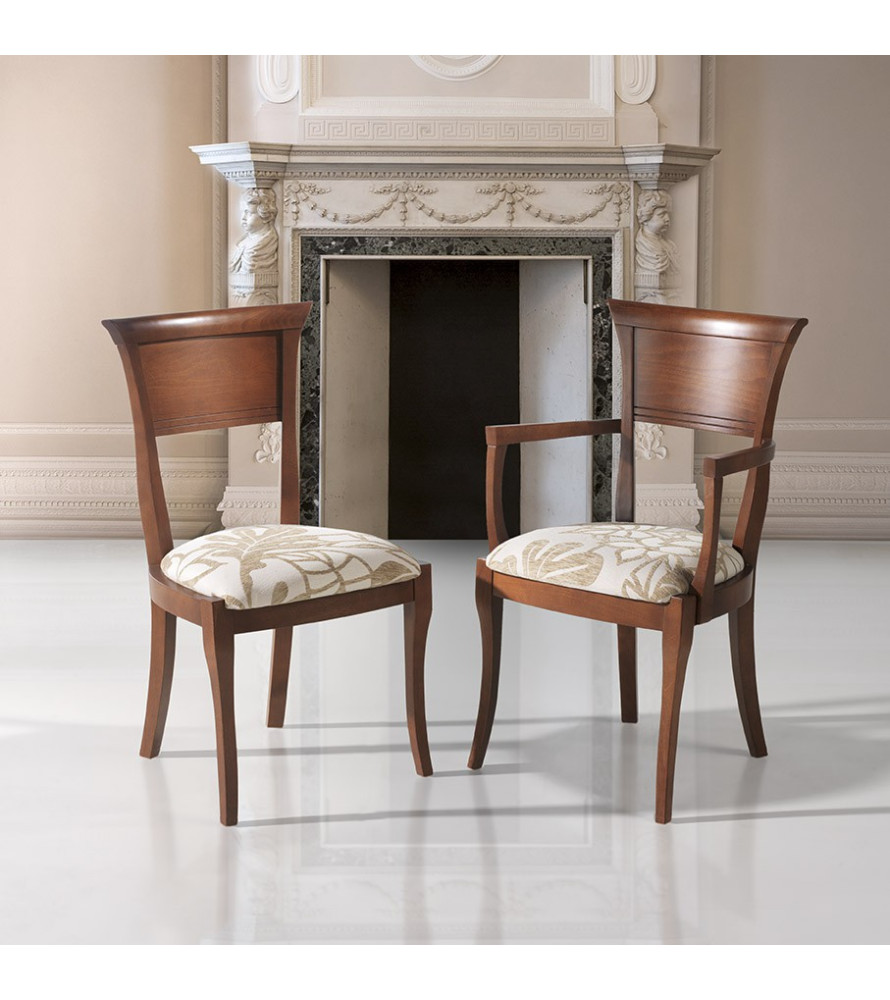 Silla y sillón clásicos de madera de haya modelo Gala